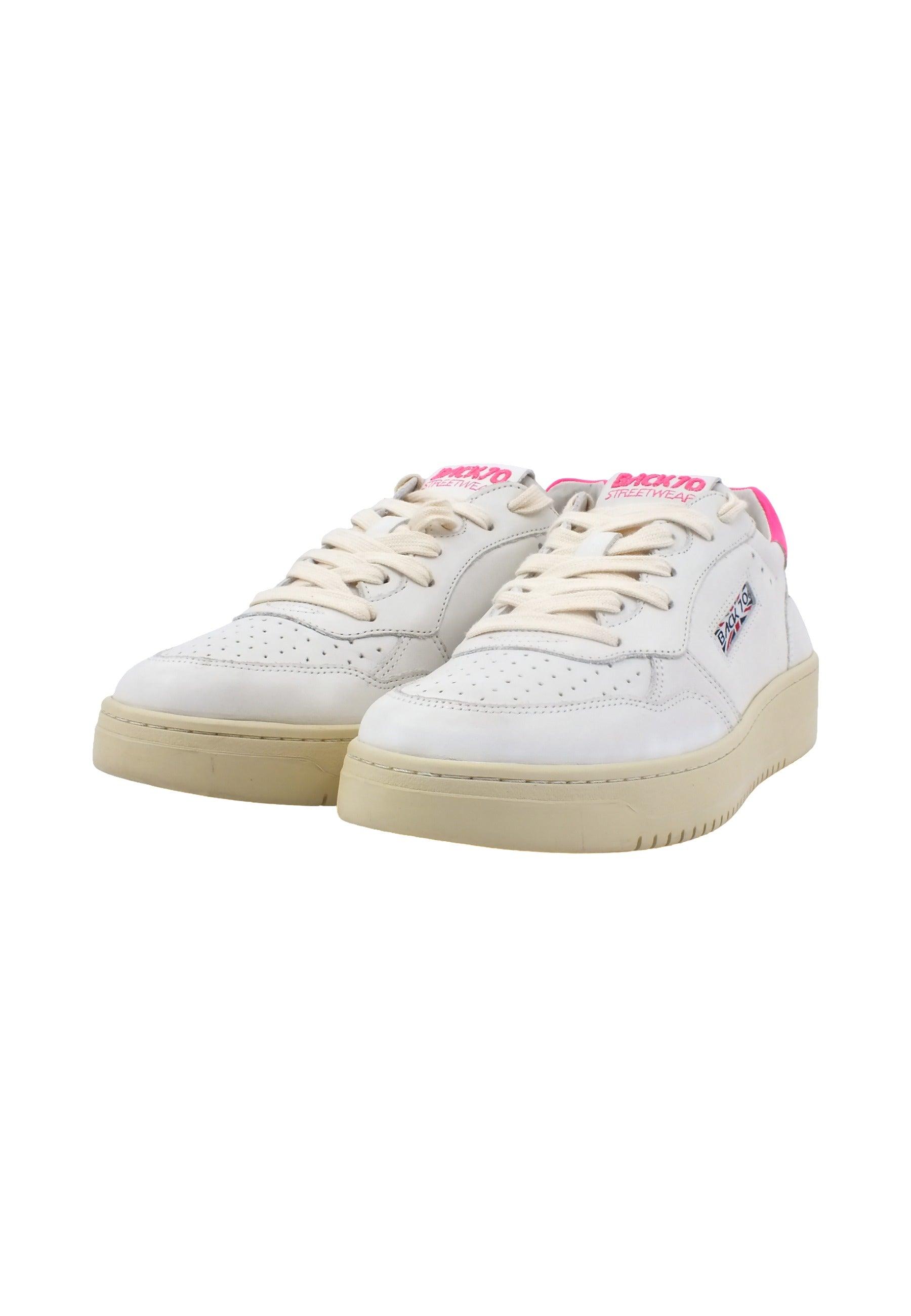 BACK70 Sneaker Donna White Flune Fuxia 108001 - Sandrini Calzature e Abbigliamento