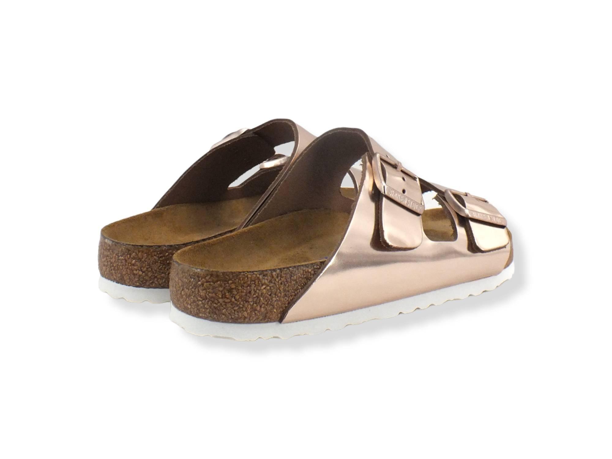 BIRKENSTOCK Arizona Ciabatta Fibbie Donna Metallic Rosa Copper 0952091 - Sandrini Calzature e Abbigliamento
