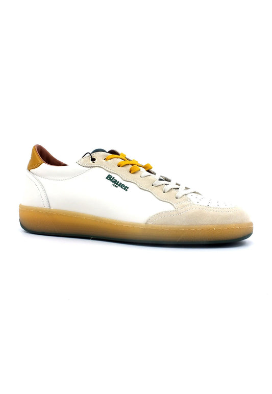 BLAUER Murray 01 Sneaker Uomo White Tellow Green S3MURRAY01 - Sandrini Calzature e Abbigliamento