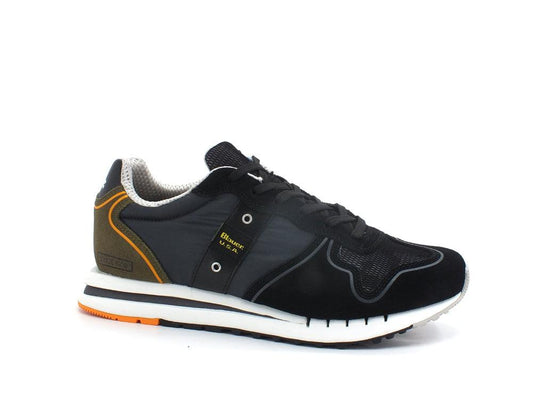 BLAUER Quartz 01 Sneaker Suede Nylon Black Green S2QUARTZ01 - Sandrini Calzature e Abbigliamento