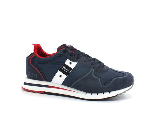 BLAUER Quartz 01 Sneaker Suede Nylon Navy Red S2QUARTZ01 - Sandrini Calzature e Abbigliamento