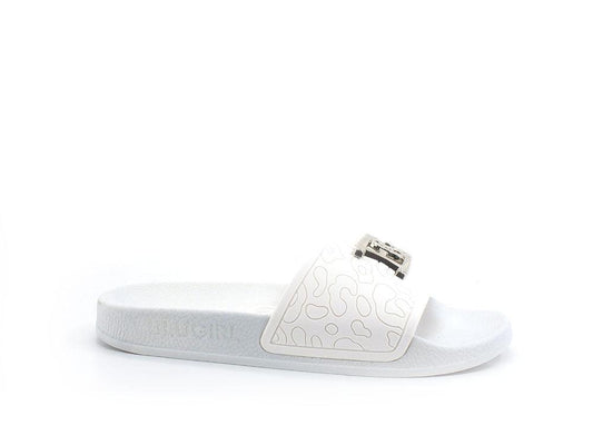 BLUGIRL Blumarine Chic 1 Ciabatta Slipper Logo White Bianco Gold 6A2501EX028 - Sandrini Calzature e Abbigliamento