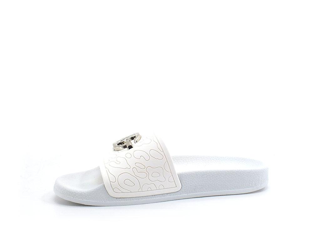 BLUGIRL Blumarine Chic 1 Ciabatta Slipper Logo White Bianco Gold 6A2501EX028 - Sandrini Calzature e Abbigliamento
