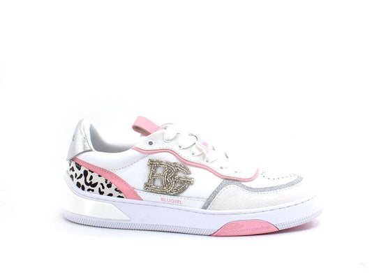 BLUGIRL Blumarine Wow 01 Sneaker Glitter Bianco Pink Leopard 6A2509PX106 - Sandrini Calzature e Abbigliamento