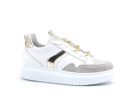 CAFENOIR Sneaker Platform Metal Bianco Oro DE1520 - Sandrini Calzature e Abbigliamento