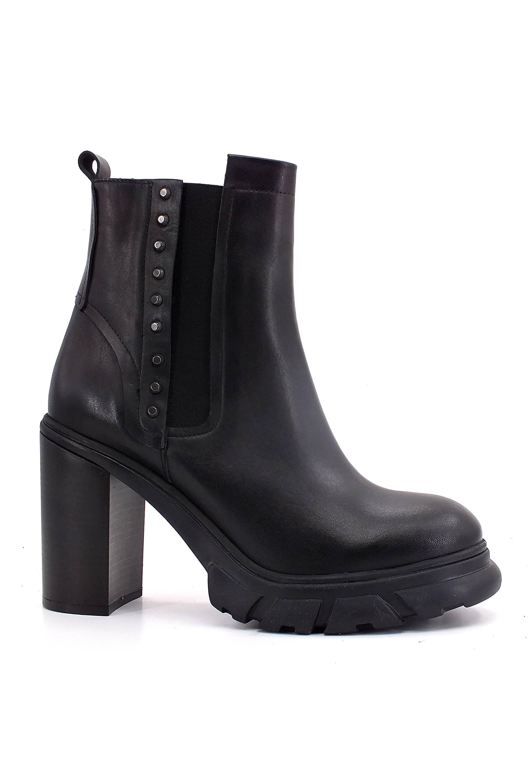 CAFENOIR Stivaletto Tacco Largo Borchiette Donna Nero HA1240 - Sandrini Calzature e Abbigliamento