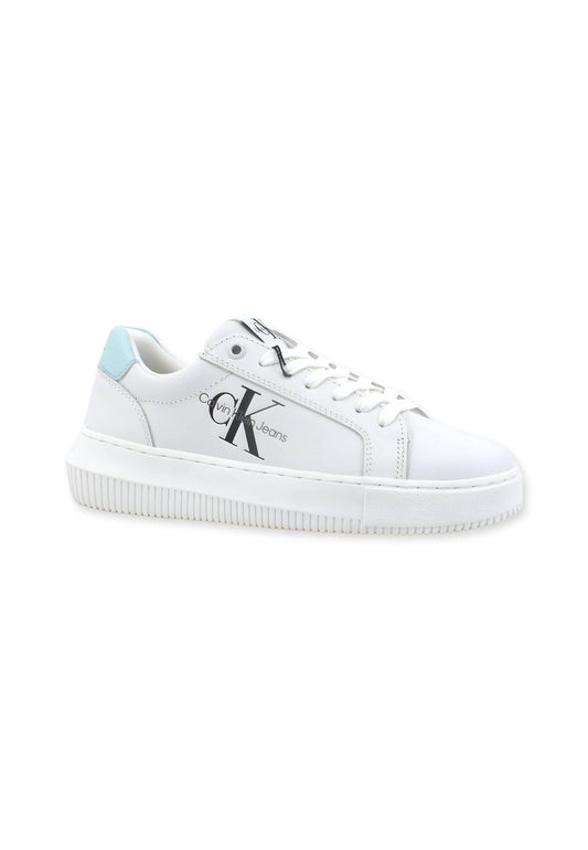 CALVIN KLEIN Chunky Cupsole Sneaker Donna White Sprout Green YW0YW0082 - Sandrini Calzature e Abbigliamento