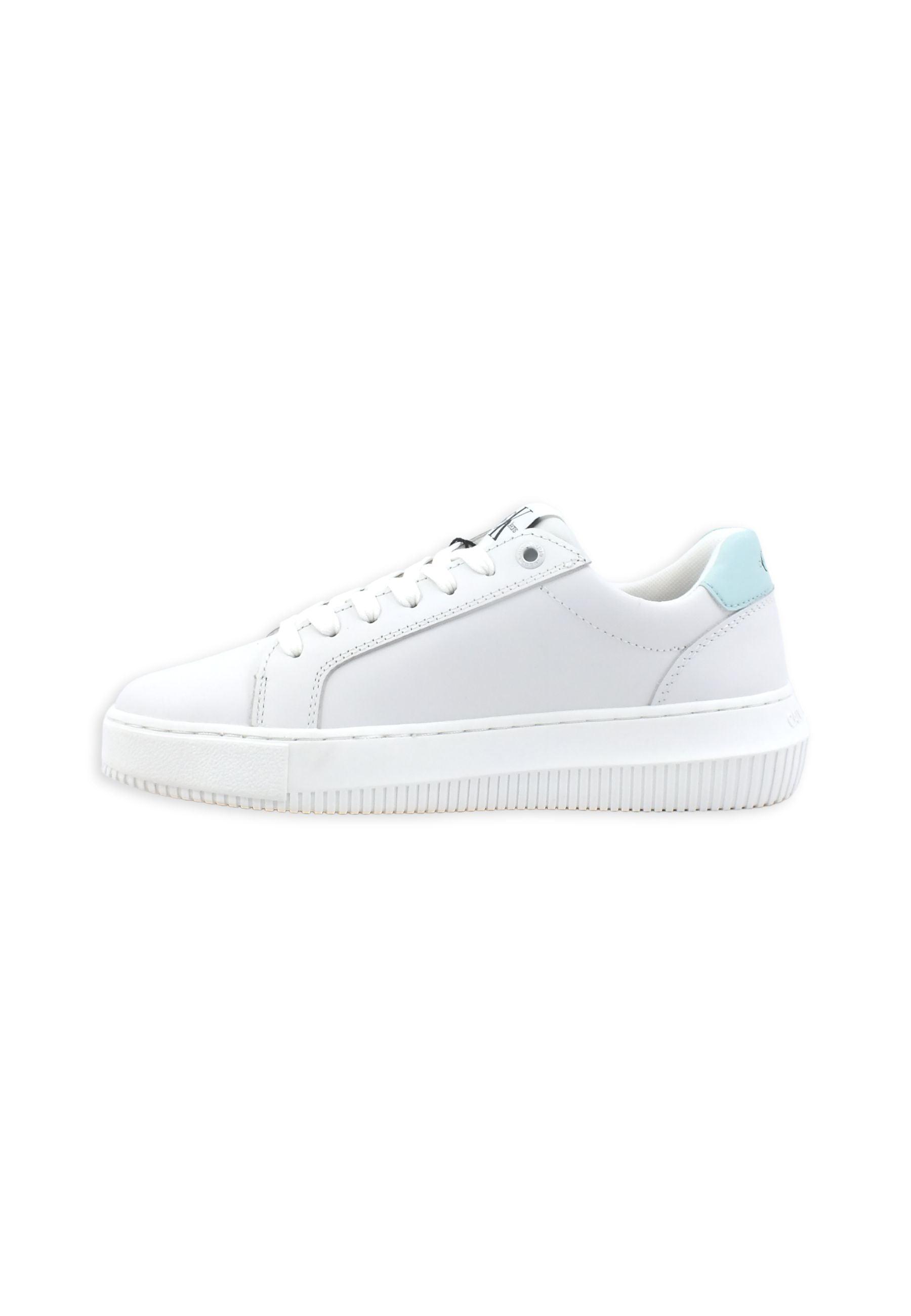 CALVIN KLEIN Chunky Cupsole Sneaker Donna White Sprout Green YW0YW0082 - Sandrini Calzature e Abbigliamento
