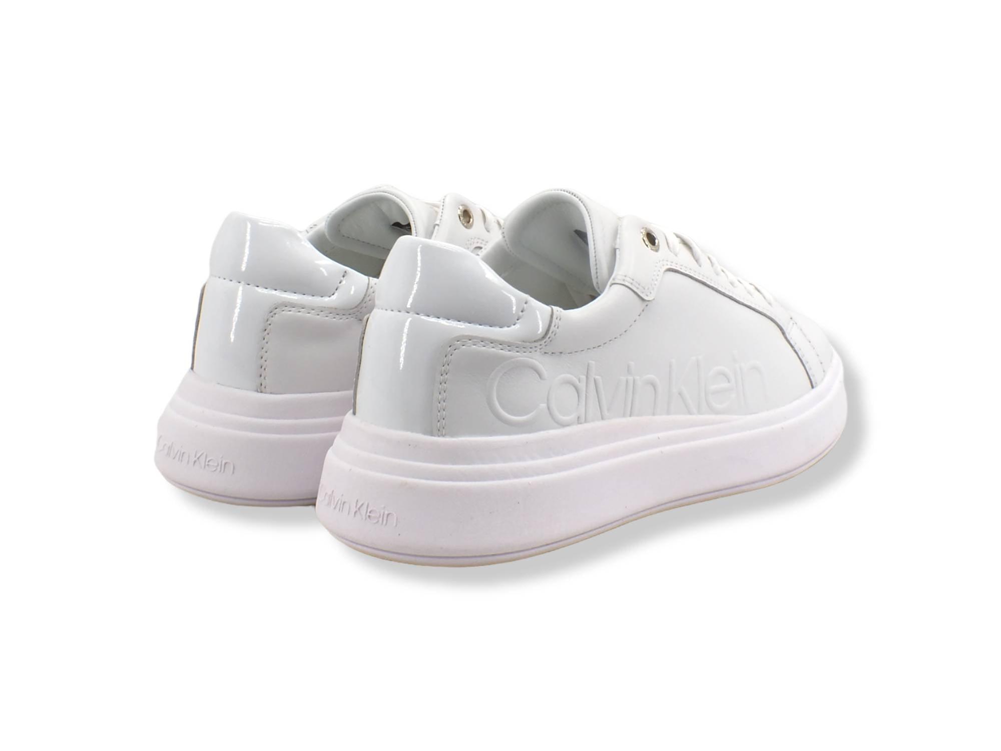 CALVIN KLEIN Cupsole Lace Up Logo Sneaker Donna Triple White HW0HW00768 - Sandrini Calzature e Abbigliamento