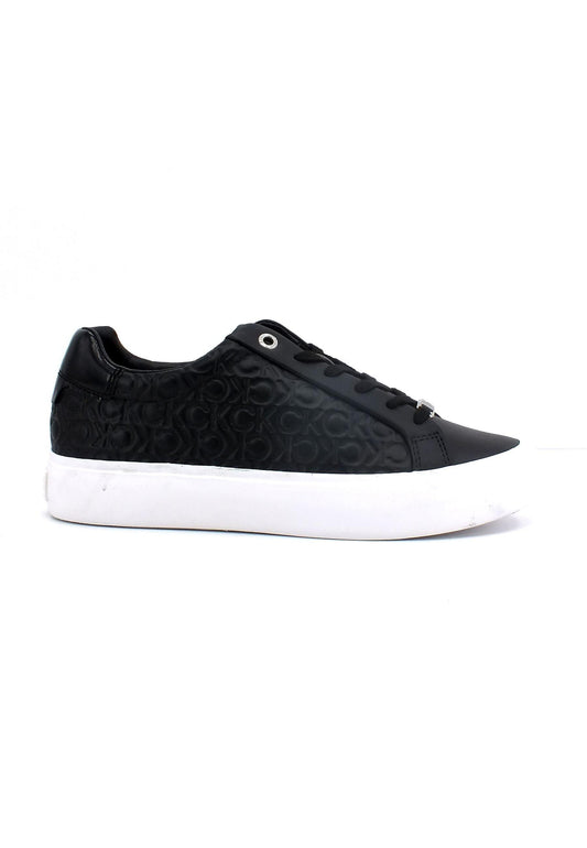 CALVIN KLEIN Vulc Monogram Mix Sneaker Donna Black Mono HW0HW01373 - Sandrini Calzature e Abbigliamento