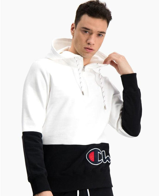 CHAMPION Felpa Cappuccio Zip White Black 214205 - Sandrini Calzature e Abbigliamento
