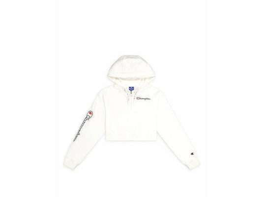 CHAMPION Felpa Hoodie Cappuccio Crop Bianco 112641 - Sandrini Calzature e Abbigliamento