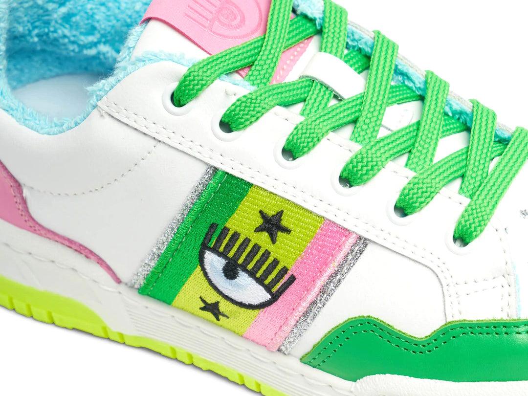 CHIARA FERRAGNI CF-1 Sneaker Donna Logo Eyelike White Green Multicolor CF2902-010 - Sandrini Calzature e Abbigliamento