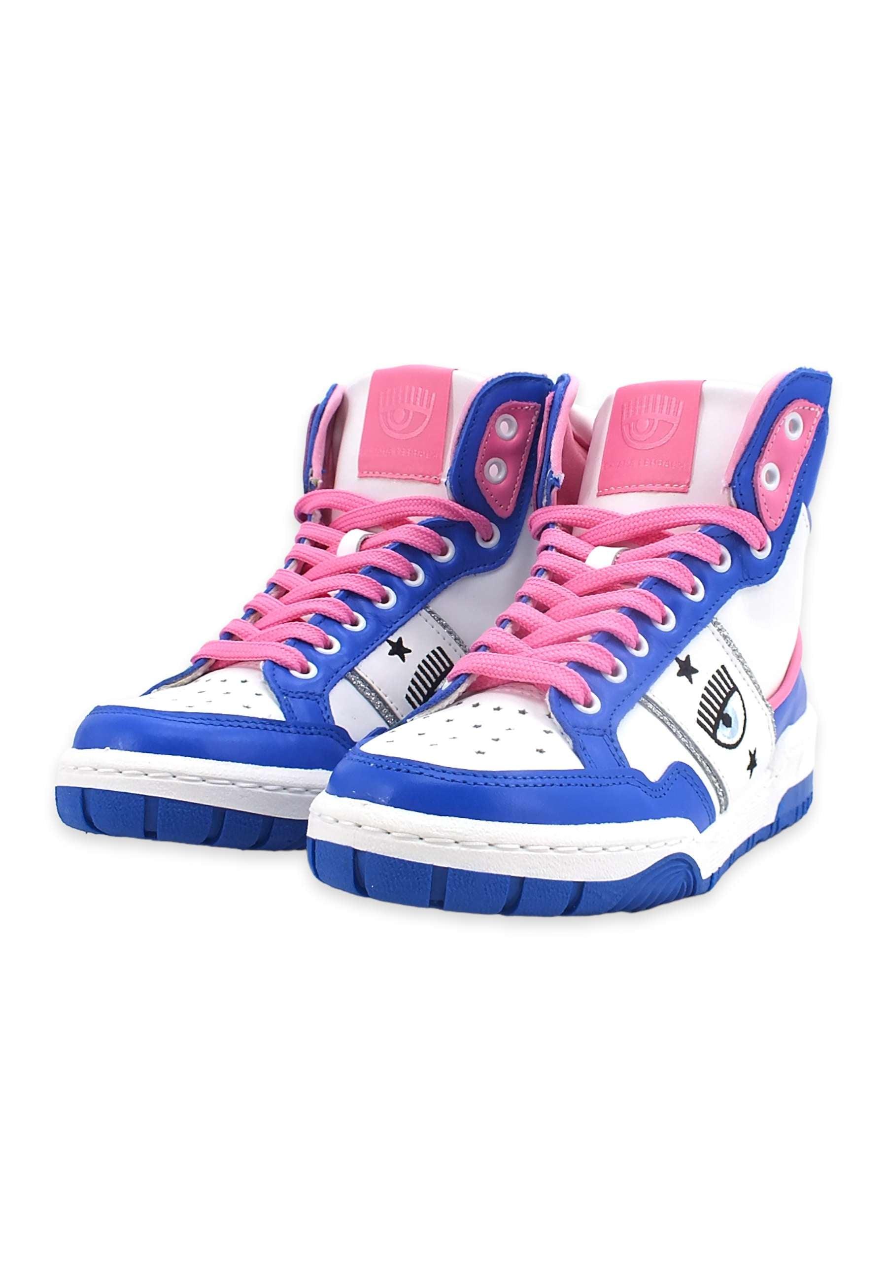 CHIARA FERRAGNI Sneaker High Donna White Blue CF3006-032 - Sandrini Calzature e Abbigliamento