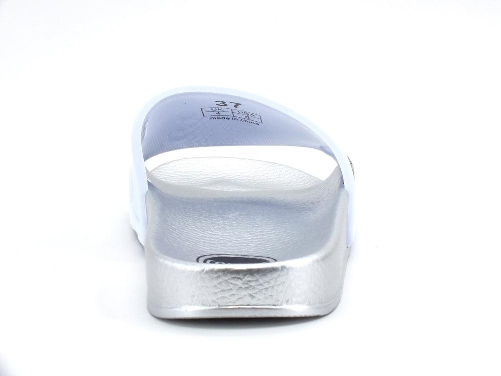 COLMAR Slipper Plain Ciabatta Bicolor Logo White Silver SLIPPERPLAIN227 - Sandrini Calzature e Abbigliamento