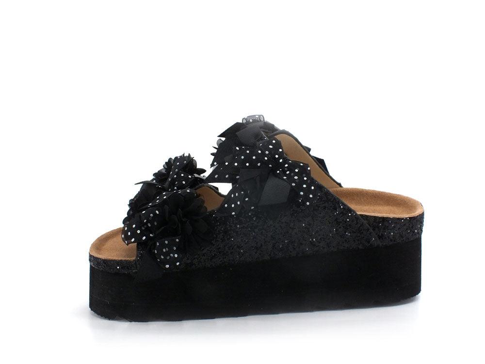 COLORS OF CALIFORNA Ciabatta Platform Fibbie Glitter Nero - Sandrini Calzature e Abbigliamento
