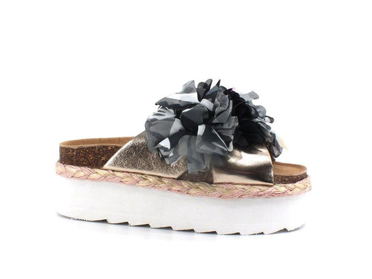 COLORS OF CALIFORNA Ciabatta Platform Fiori Grigio Gun - Sandrini Calzature e Abbigliamento