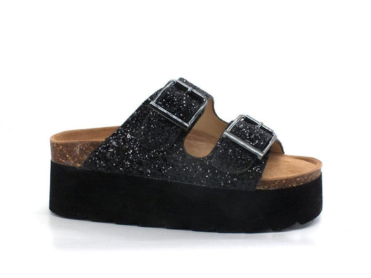 COLORS OF CALIFORNA Ciabatta Platform Glitter Nero - Sandrini Calzature e Abbigliamento