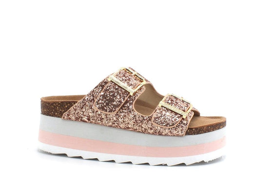 COLORS OF CALIFORNIA Ciabatta Platform Glitter Pink Gold HC.BES039 - Sandrini Calzature e Abbigliamento
