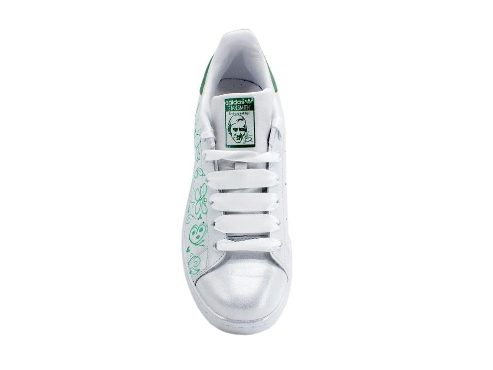 CUSTOM / ADIDAS Stan Smith Sneaker Flower White Green - Sandrini Calzature e Abbigliamento