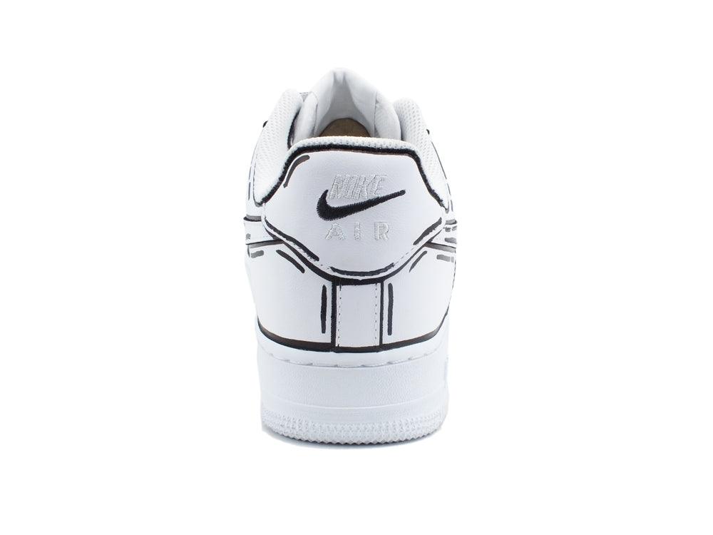 CUSTOM / NIKE Air Force 1 Sneaker AF1 Cartoon Comics White Black 315115-112 - Sandrini Calzature e Abbigliamento