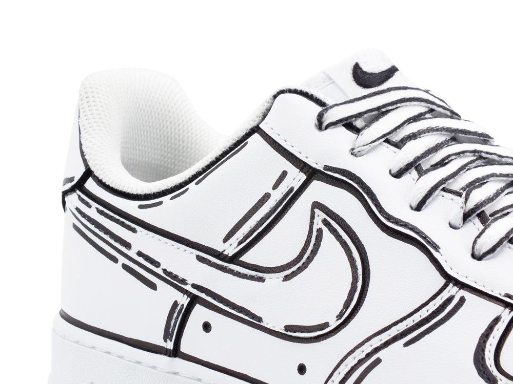 CUSTOM / NIKE Air Force 1 Sneaker AF1 Cartoon Comics White Black 315115-112 - Sandrini Calzature e Abbigliamento