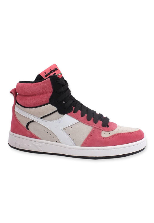 DIADORA Magic Basket Mid Sneaker Donna White Tea Rose Black 501.179011C9996 - Sandrini Calzature e Abbigliamento