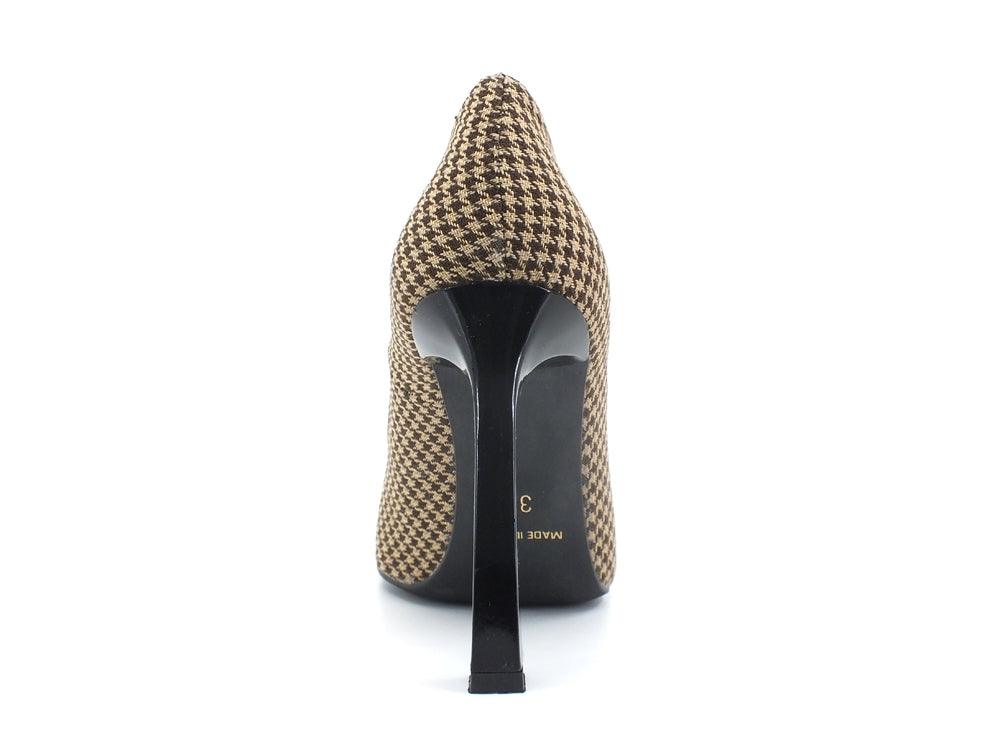 DIVINE FOLLIE Dècolletè Pied De Poule Catena Nero Camel 521 - Sandrini Calzature e Abbigliamento
