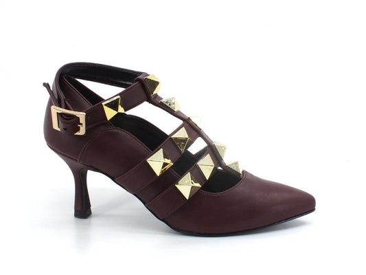 DIVINE FOLLIE Décolleté Tacco Borchie Bordeaux 2002 - Sandrini Calzature e Abbigliamento