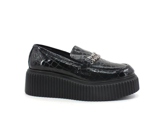 DIVINE FOLLIE Mocassino Combact Cocco Nero NATHAN2 - Sandrini Calzature e Abbigliamento