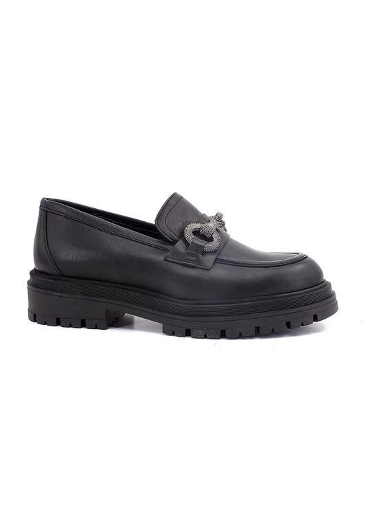 DIVINE FOLLIE Mocassino Combat Donna Nero DF2234 - Sandrini Calzature e Abbigliamento