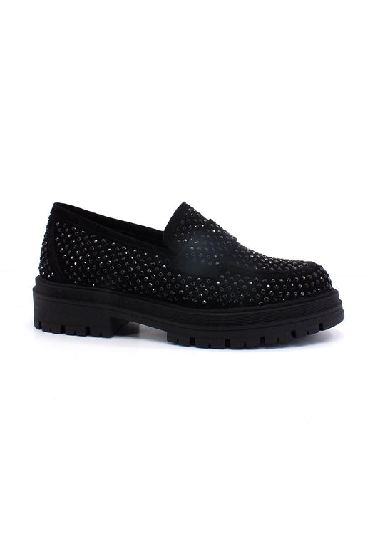 DIVINE FOLLIE Mocassino Strass Donna Nero DF2302 - Sandrini Calzature e Abbigliamento