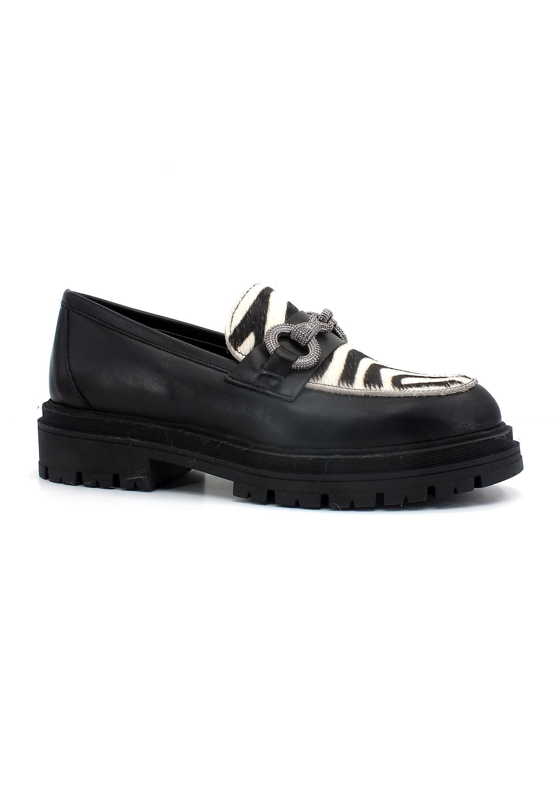 DIVINE FOLLIE Mocassino Zebra Donna Black DF2234 - Sandrini Calzature e Abbigliamento