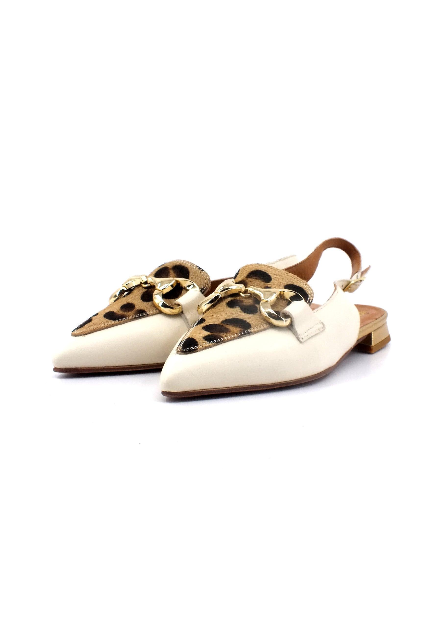 DIVINE FOLLIE Sabot Donna Leopard Bianco Crudo 901-23F - Sandrini Calzature e Abbigliamento
