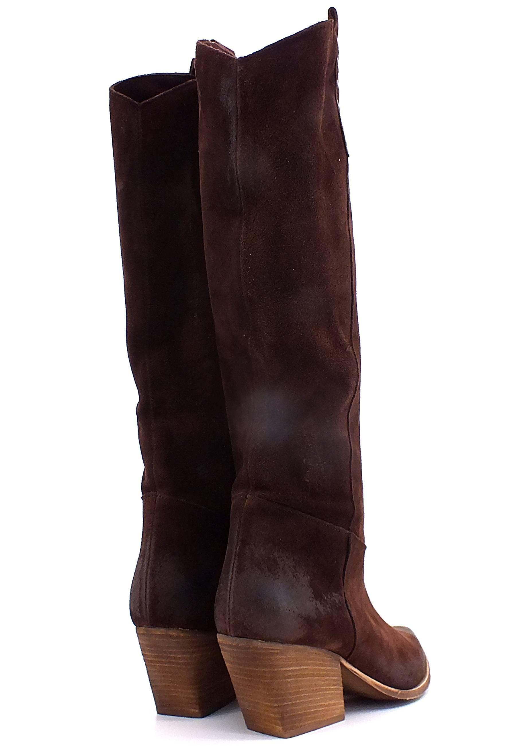 DIVINE FOLLIE Stivale Texano Borchiette Donna Marrone DF2203 - Sandrini Calzature e Abbigliamento