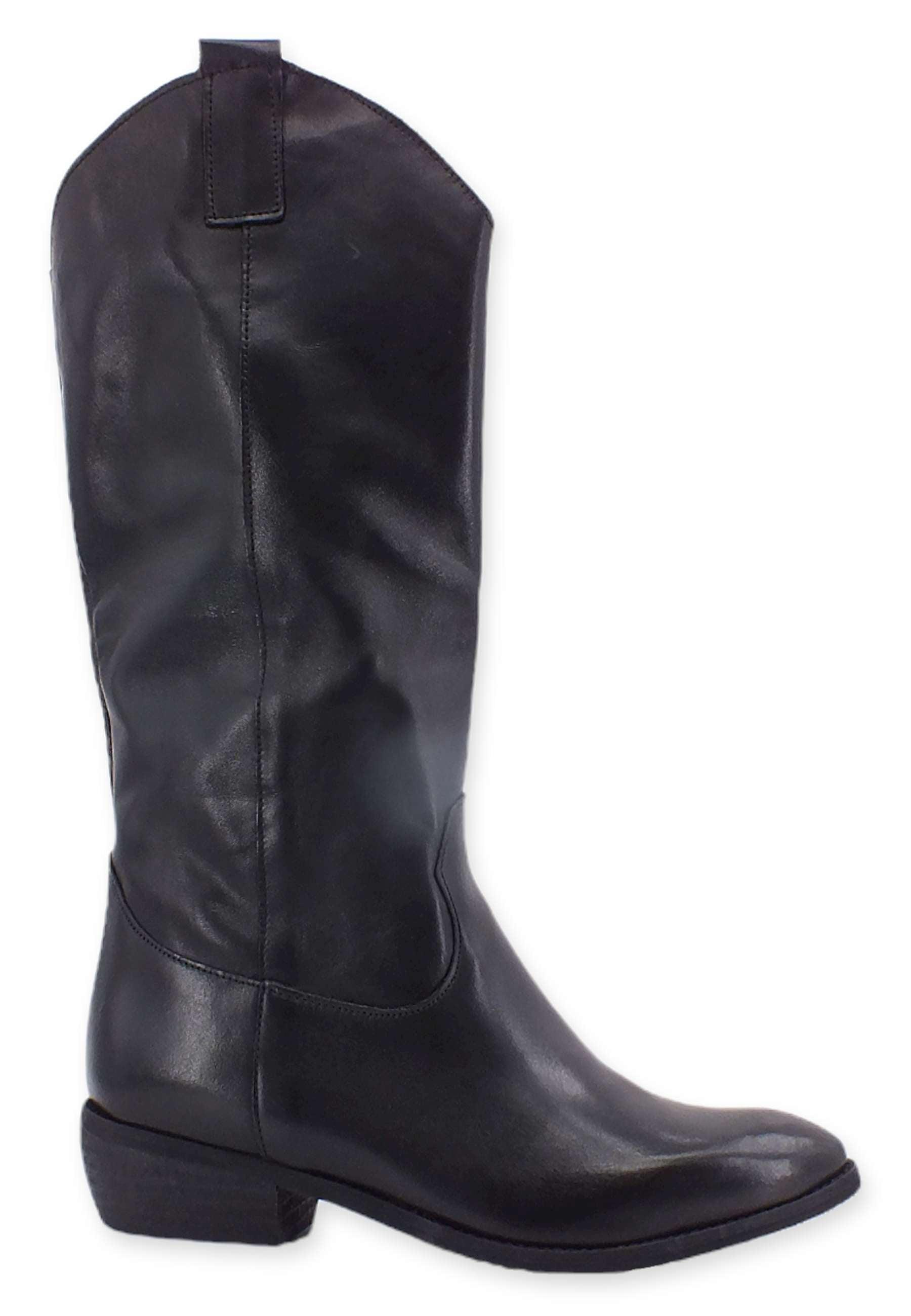 DIVINE FOLLIE Stivale Texano Leather Nero DF610 - Sandrini Calzature e Abbigliamento