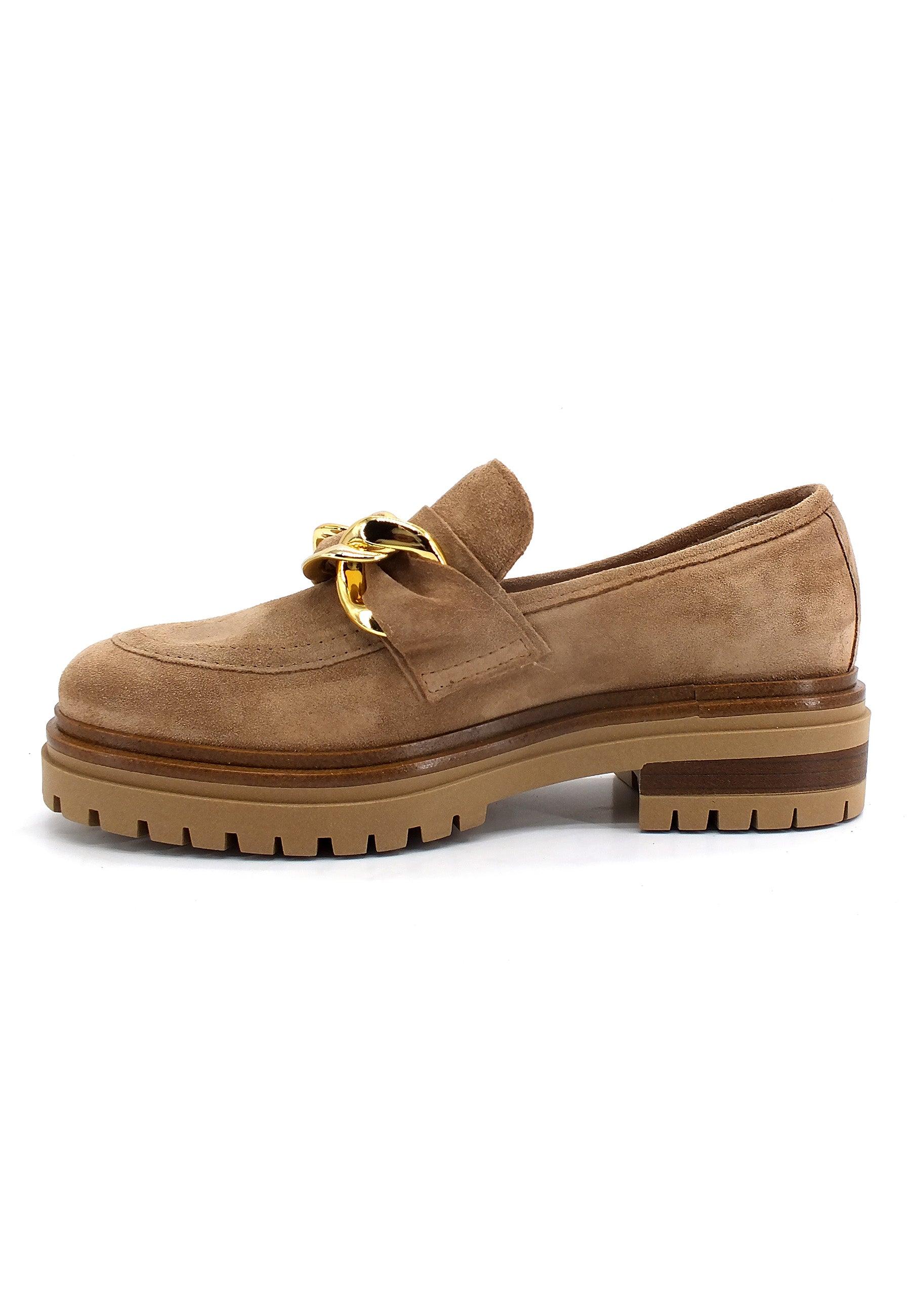 E' MIA Mocassino Fibbia Gold Donna Beige Camel CALLA - Sandrini Calzature e Abbigliamento