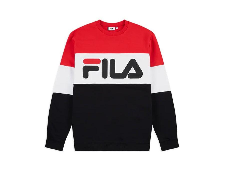 FILA Men Stright Blacked Crew Felpa Red Black White 688050 - Sandrini Calzature e Abbigliamento