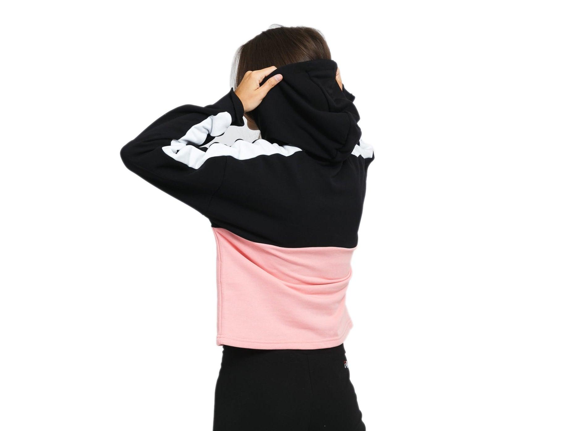 FILA Women Damita Hoody Felpa Cappuccio Black Peony White 688999 - Sandrini Calzature e Abbigliamento