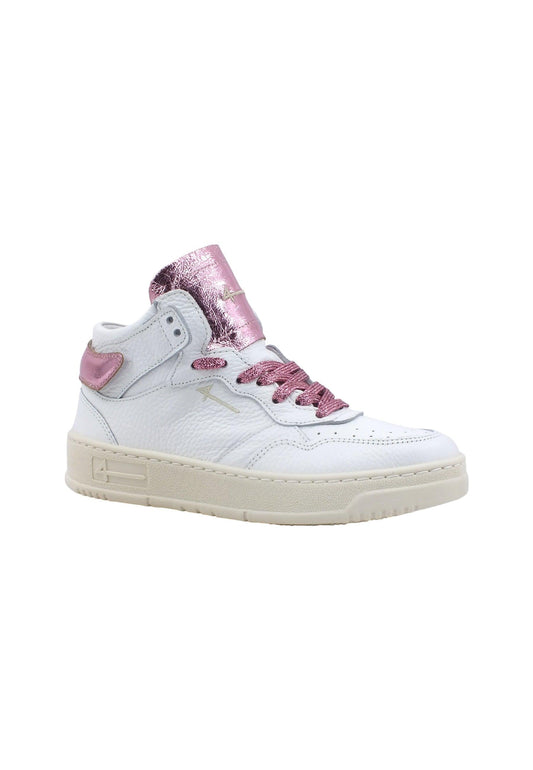 FOURLINE Sneaker Mid Max Donna Bianco Lamè Rosa X109 - Sandrini Calzature e Abbigliamento