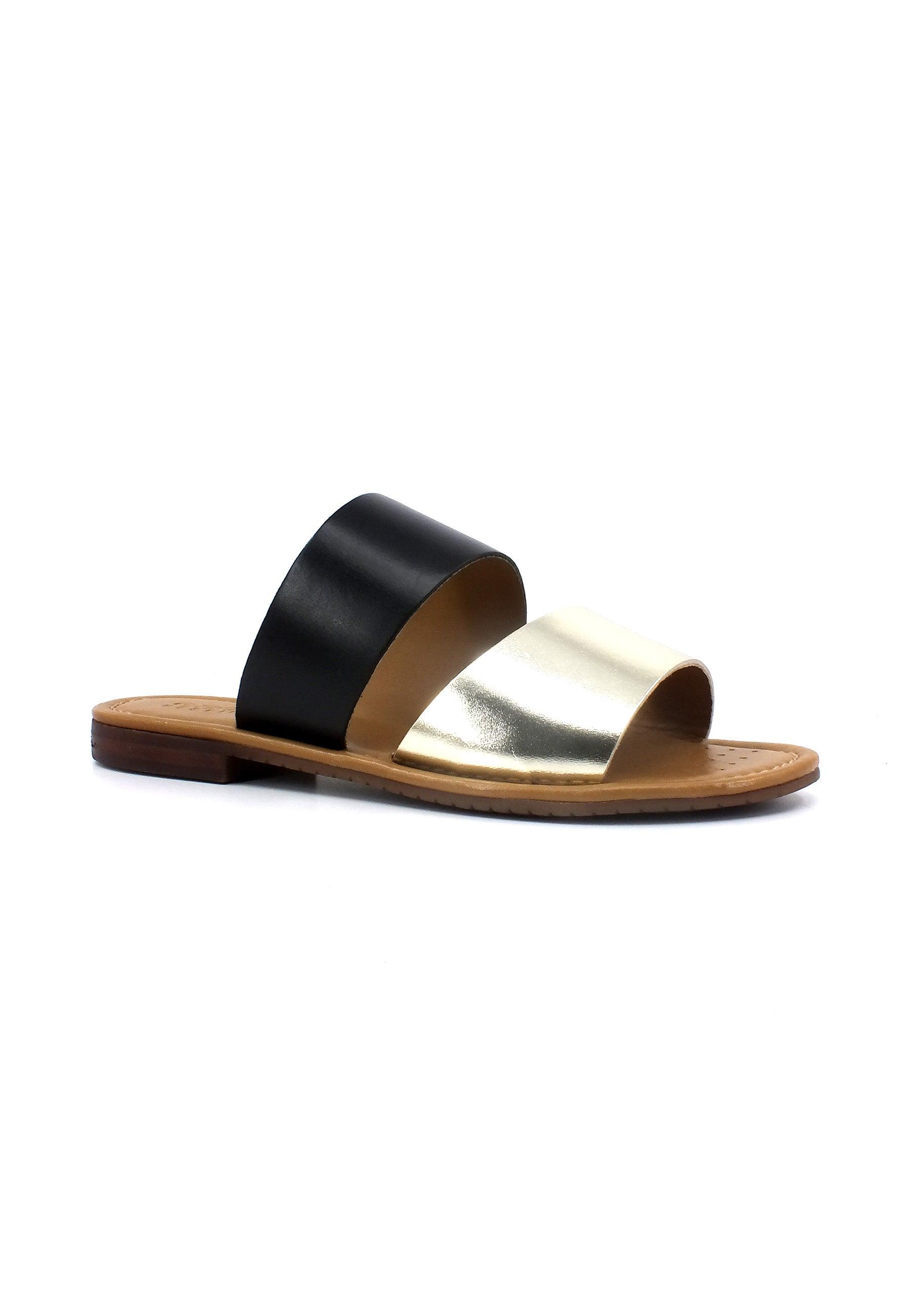 GEOX Sozy Ciabatta Donna Black Light Gold D35LXF00043C9258 - Sandrini Calzature e Abbigliamento