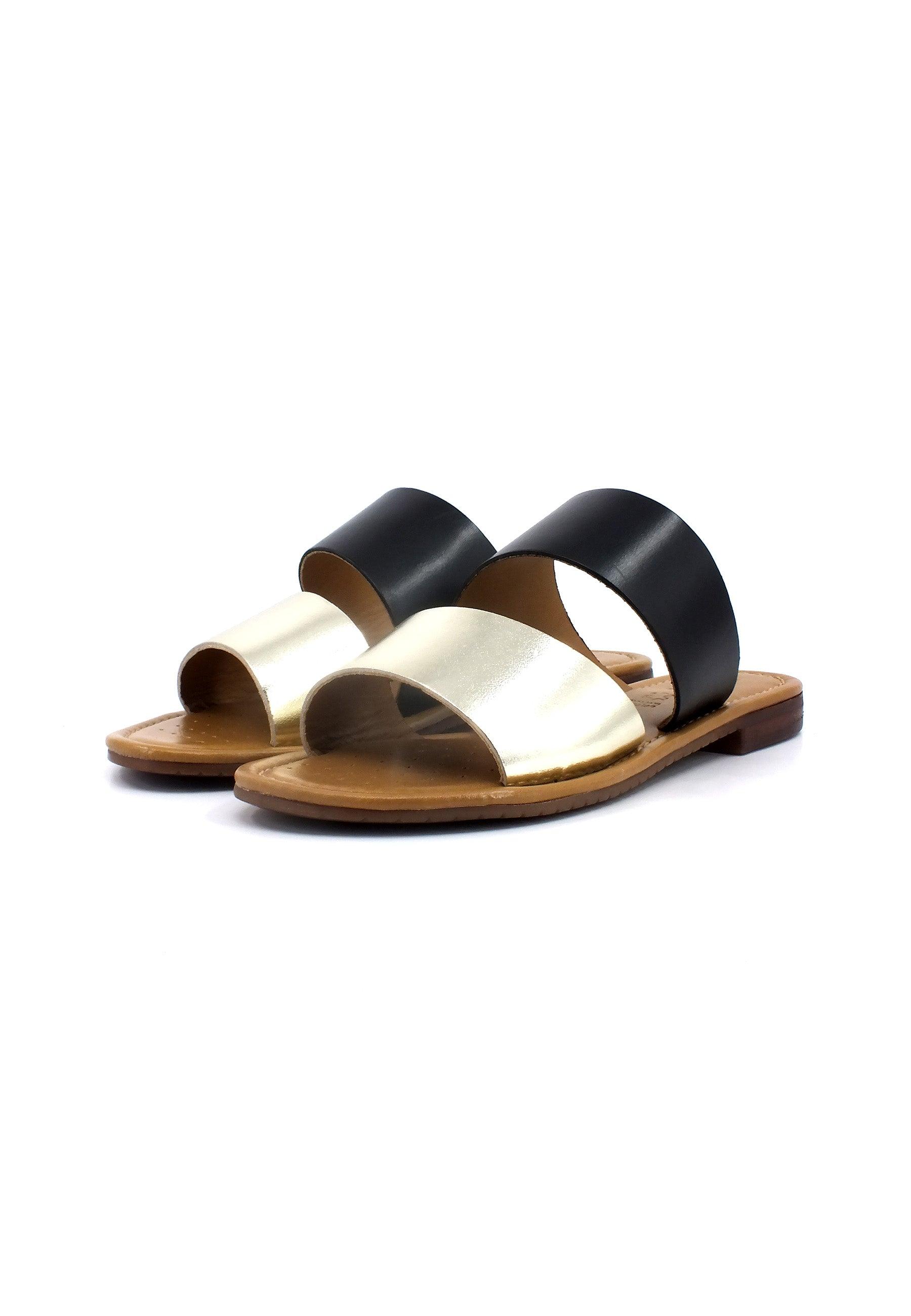 GEOX Sozy Ciabatta Donna Black Light Gold D35LXF00043C9258 - Sandrini Calzature e Abbigliamento