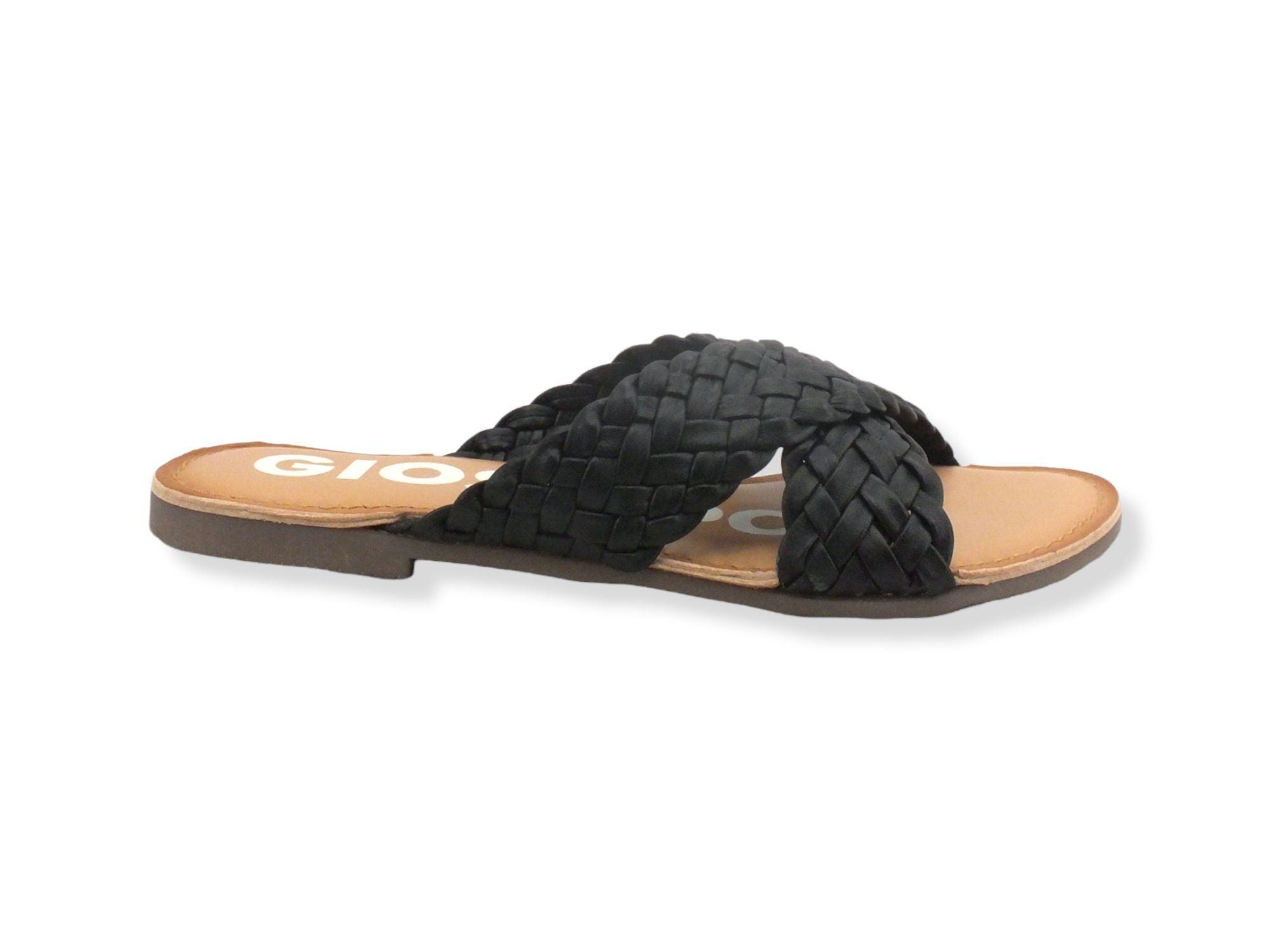 GIOSEPPO Upala Ciabatta Fasce Incrociate Intreccio Black 65940 - Sandrini Calzature e Abbigliamento