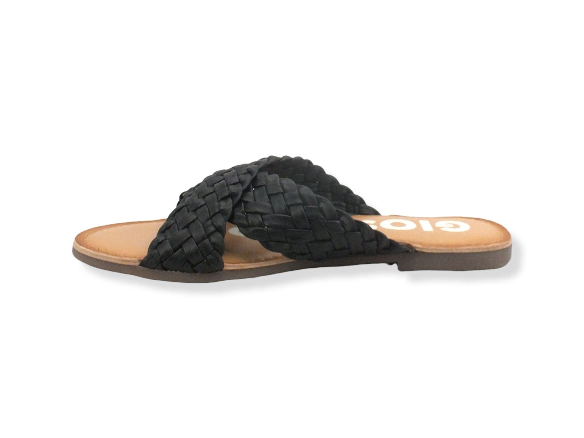 GIOSEPPO Upala Ciabatta Fasce Incrociate Intreccio Black 65940 - Sandrini Calzature e Abbigliamento