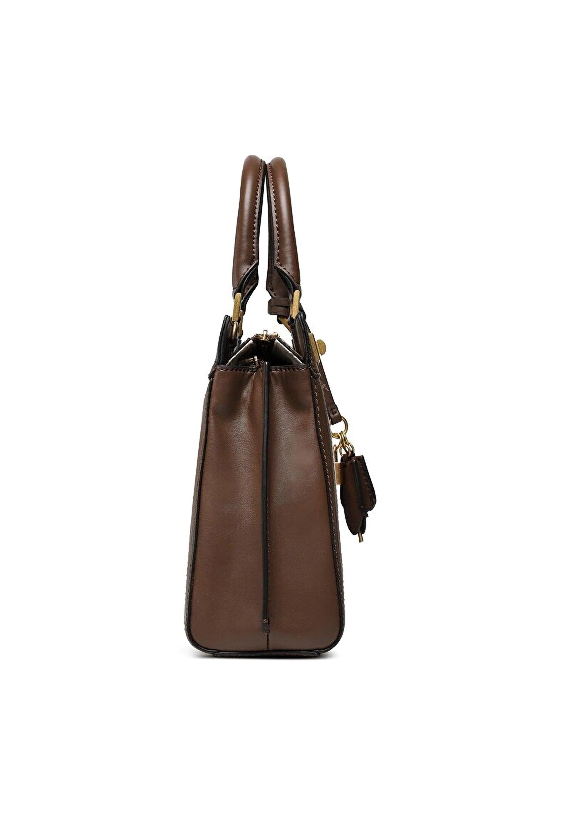 GUESS Kate Luxury Borsa Satchel Brown Logo JA787026 - Sandrini Calzature e Abbigliamento