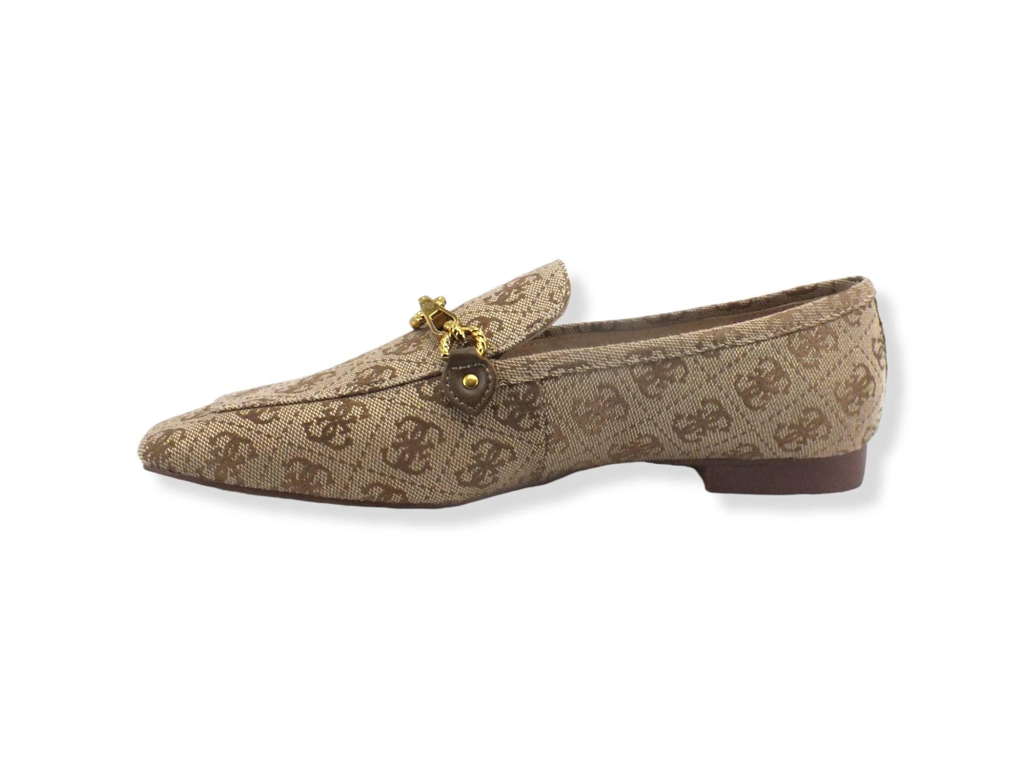 GUESS Mocassino Donna Loghi Beige Brown FL7MATFAL14 - Sandrini Calzature e Abbigliamento