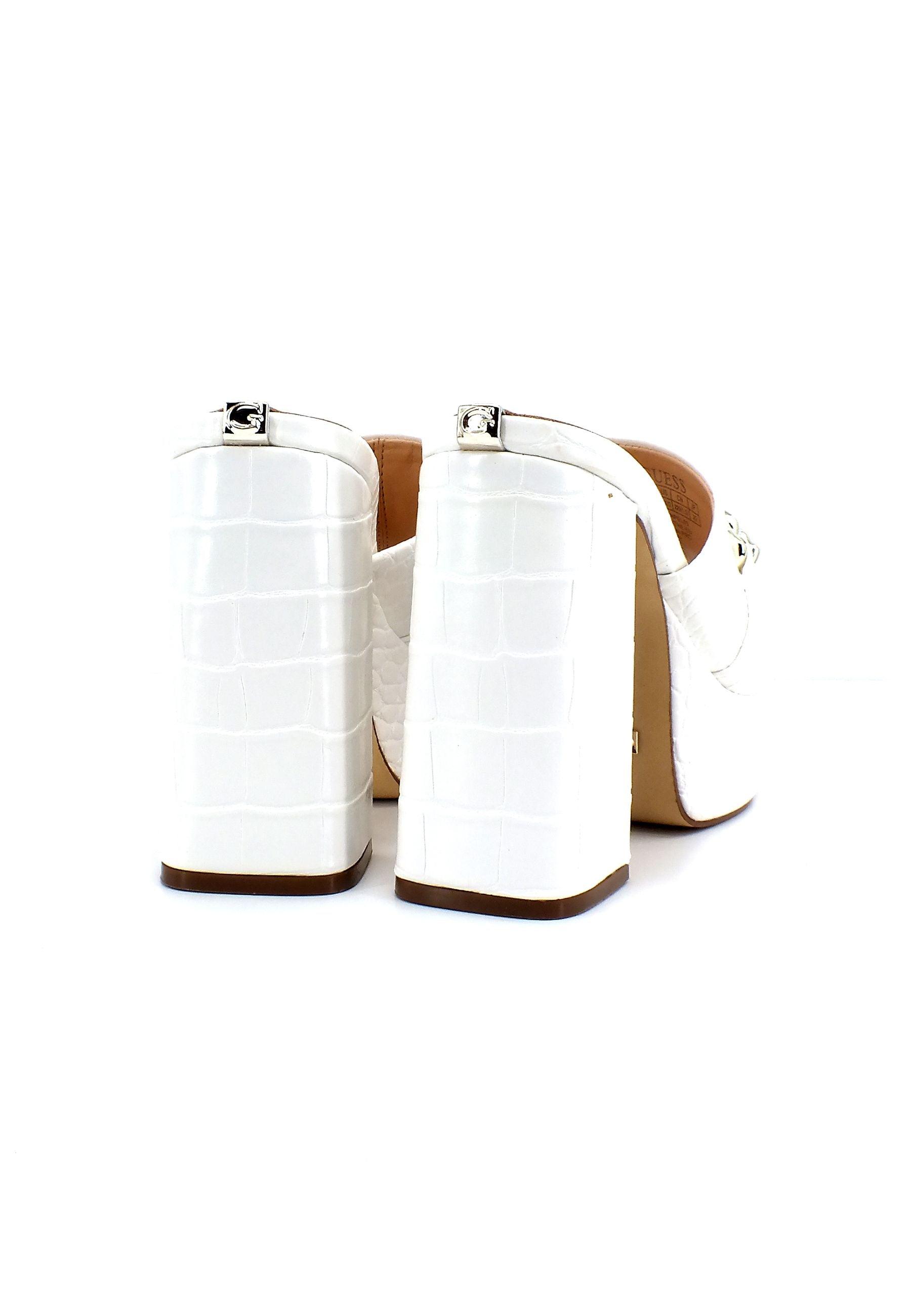 GUESS Sabot Tacco Largo Donna White FL5XANPEL03 - Sandrini Calzature e Abbigliamento