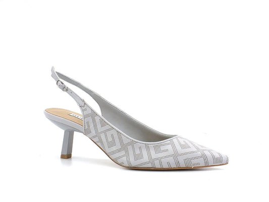GUESS Sandalo Sling Tacco Loghi Grey FL5RHIELE05 - Sandrini Calzature e Abbigliamento
