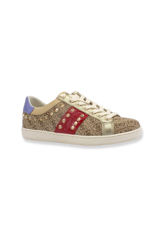 GUESS Sneaker Donna Loghi Borchie Beige Red FL7RL3FAL12 - Sandrini Calzature e Abbigliamento