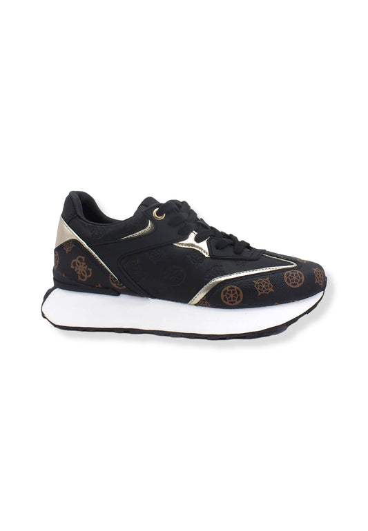 GUESS Sneaker Loghi Rilievo Lamè Donna Black Brown FL7LUCFAL12 - Sandrini Calzature e Abbigliamento